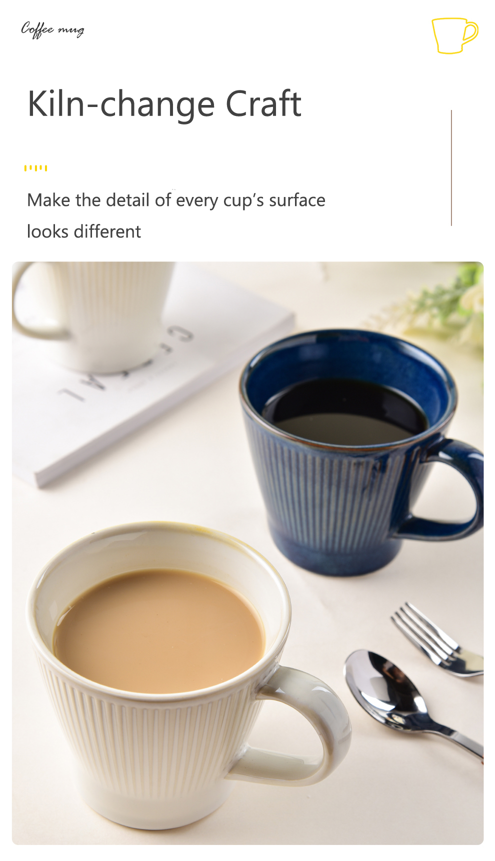 Classic Dad Mug Fathers Day Gift Ceramic Mug Nordic Porcelain Cup Dark Blue Mugs V-Shape Porcelain White