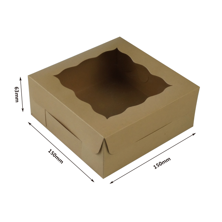 Food Grade Kraft Takeaway Bakery Cake Packaging Boxes with Clear Window and Custom Logo