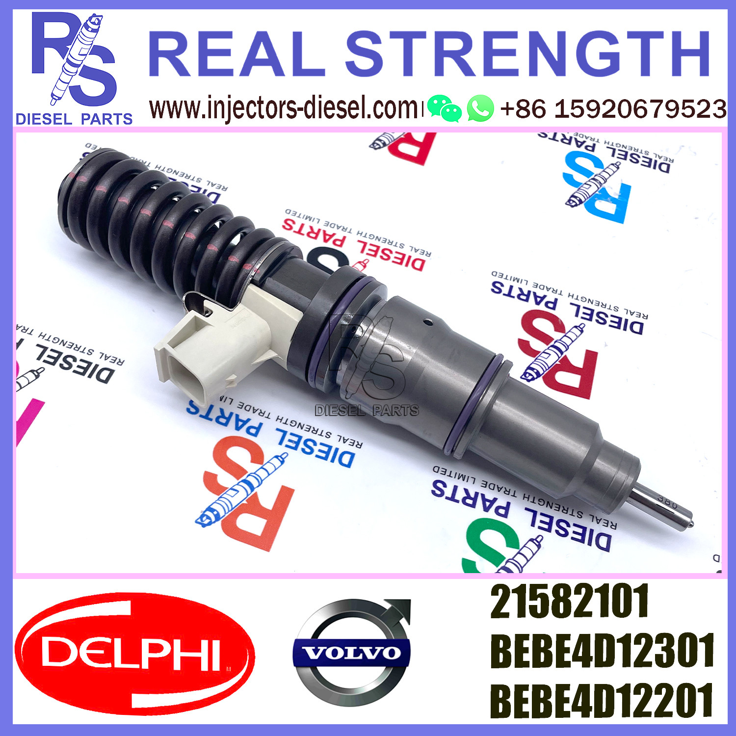 DELPHI 4pin injector 21582101 Diesel pump Injector V-O-L-V BEBE4D12301 BEBE4D12201 E3.18 for RVI MD11 3503 & 3503 EURO 4