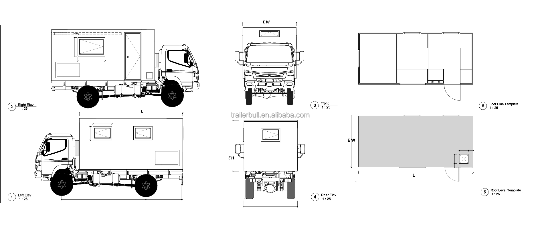 Customizable Alu Extrusion Road Body Parts for 20ft FRP Motorhome Truck Camper Shell