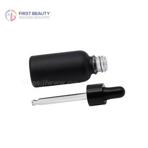 Quality Empty Essential Oil Dropper Glass Bottles Matte Black 5ml - 100ml wholesale