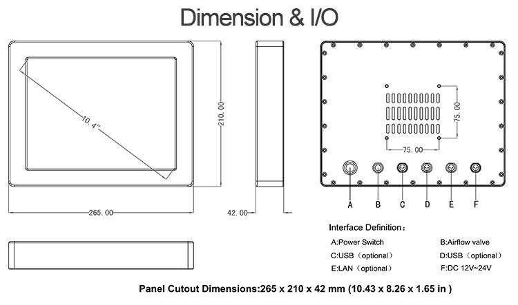 I5 6200 10 Inch Waterproof Touch Screen PC LAN USB RS232 Port Optional