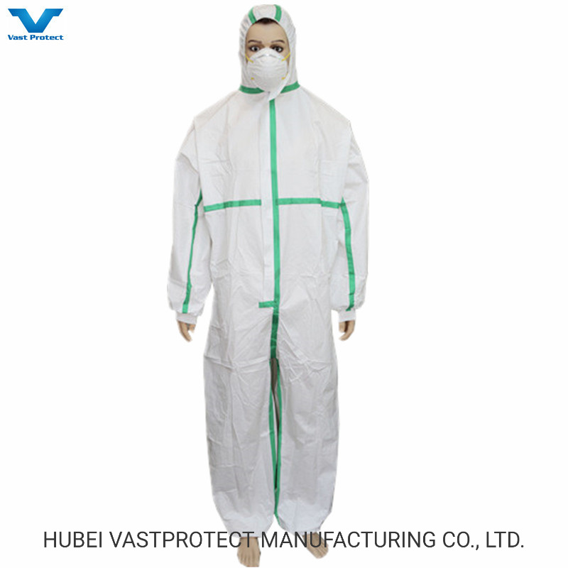 PPE Safety Protective Apparel 50GSM 60GSM 65GSM Tyvek White Disposable Coveralls