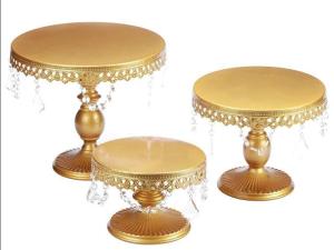 Quality Golden 16cm Height Metal Wedding Cake Stand , Anti Rust Wedding Cake Plate wholesale