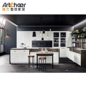 Quality Laminated Ogee Edge Sintered Stone Table Top Kitchen Cupboard Set with Island Cabinet wholesale