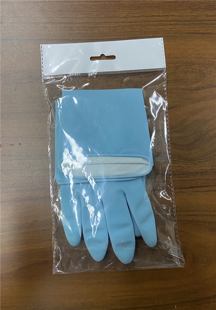 Blue M 45g Household Rubber Gloves Spray Flock Lined 30CM