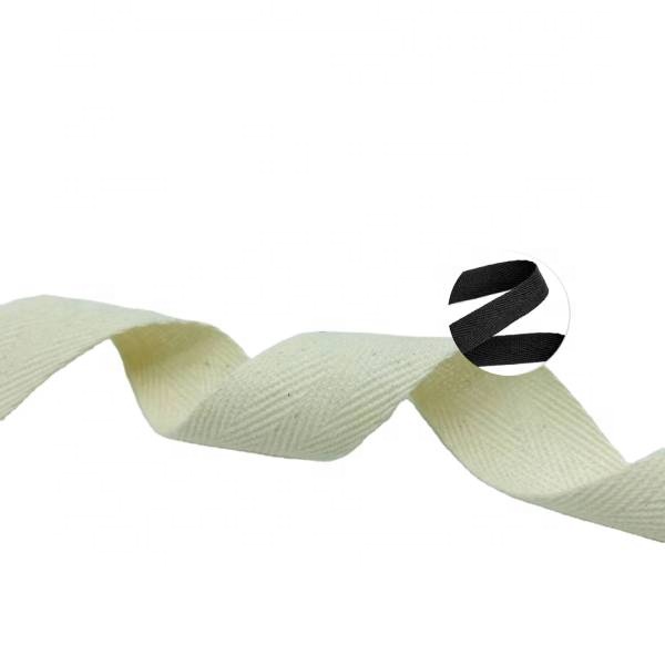 Custom Natural Recycled Cotton Plain Woven Sewing Fold Over Herringbone Twill Webbing Tape