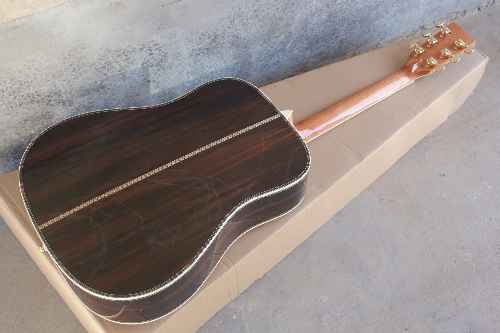 Ebony fretboard acoustic guitar AAA solid top acoustic electric guitar OEM round body custom guitar