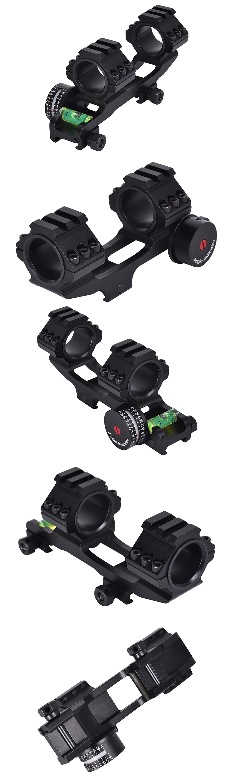 Scope Mount Matte Black Finish Dual Rings Bubble Level and Angle Indicator for 21mm