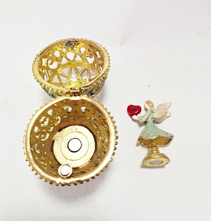 Vintage Style Hand Painted Easter Egg Jewerly Trinket Box Love Angel Jewelry Box Faberge Egg Jewerly Trinket Box