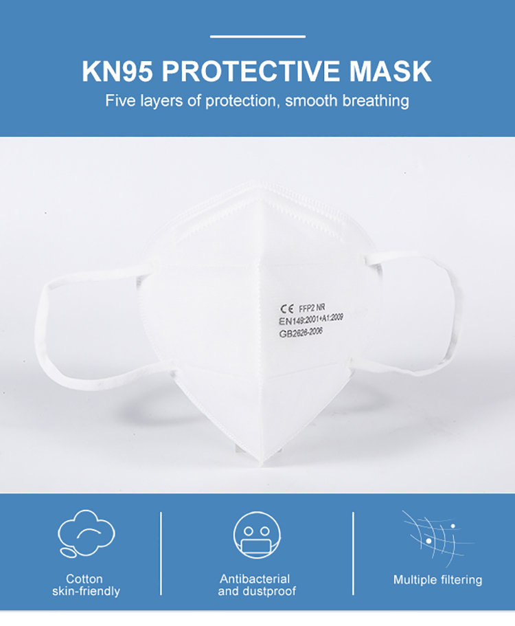 Stock CE EN149 FFP2 kn95 5 layer face mask disposable