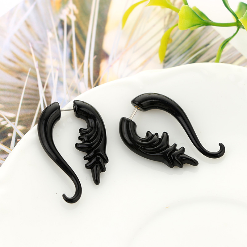 Punk Black Geometric Drop Earrings Exaggerated Plant Dangle Earrings for Women Party Ear Jewelry Brincos Gifts