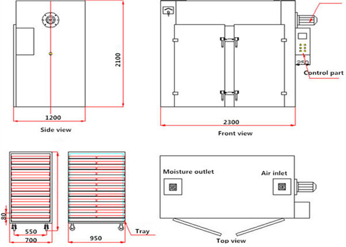 GMP 16-192 Baking Trays Hot Air Circulating Oven For Clay Bricks