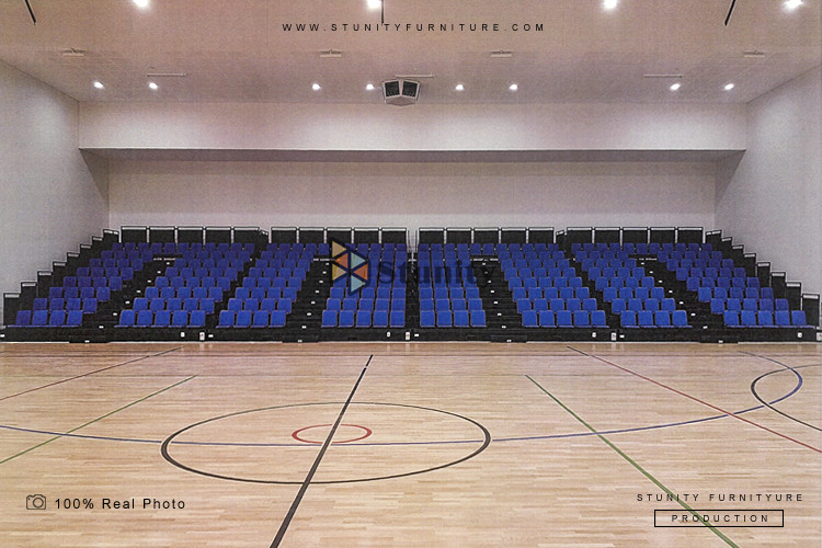 Simple design Fireproof Fixed telescoping bleachers for gym