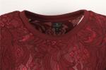 Black red Womens Lace Long Sleeve Top 96% polyester 4% Spandex
