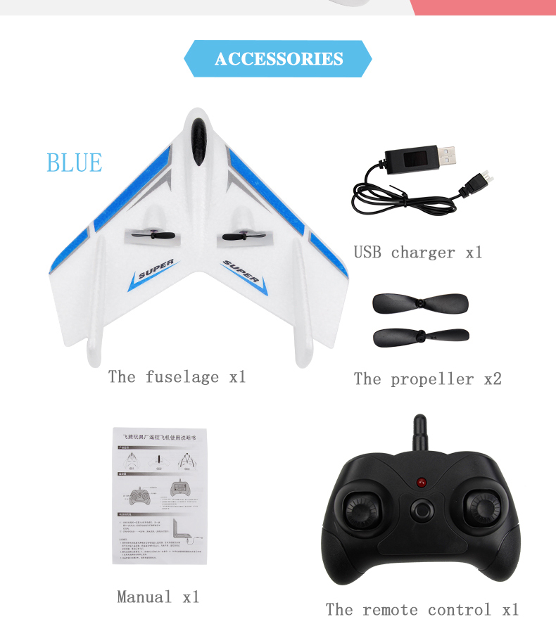 4K UHD Video Capture Resolution Durable Remote Control Airplane Toy Foam Fixed Wing Glider Airplane RC Aircraft Model