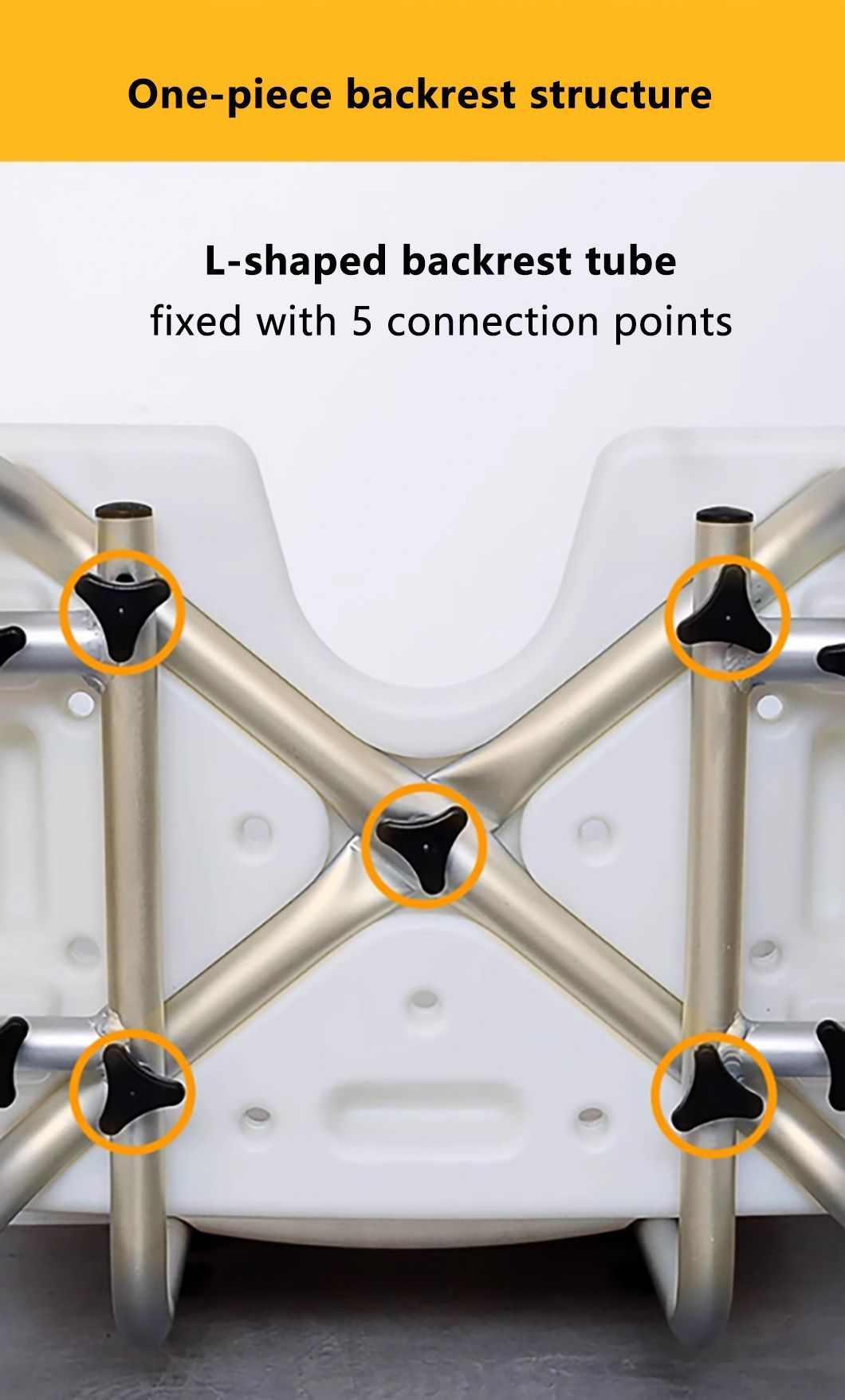 Bathroom Shower Seat Height Adjustable Aluminium Bath Chair with Backrest for Seniors