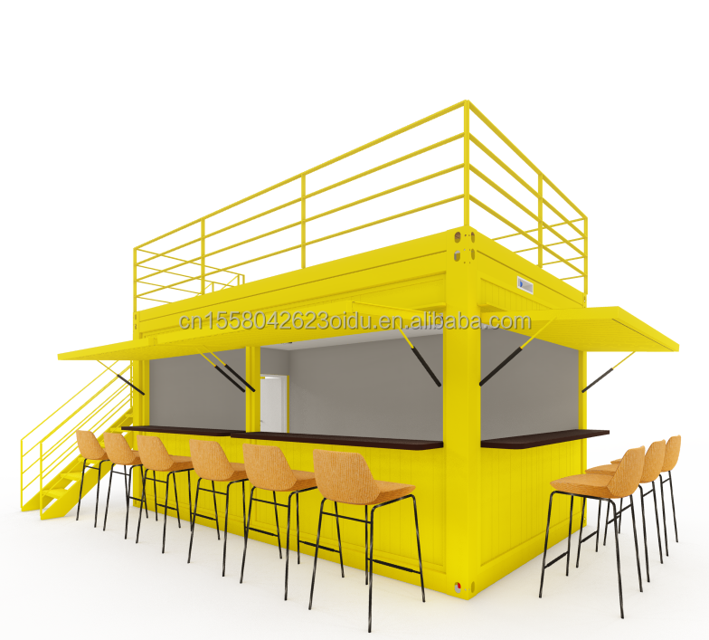 Galvanized Steel Square Tubes Steel Coffee Shop Container Modern 20ft Prefabricated Container Bar for Outdoor