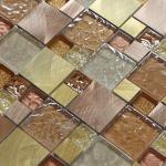 Elegant luxury rose red glass mix metal mosaic puzzle pattern