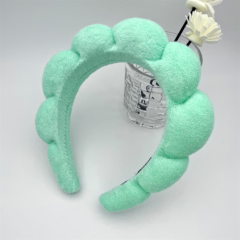 Spa Headband for Women Sponge Puffy Makeup Headband Spa Headband Terry Towel Cloth Fabric Head Band Yoga Washing Face