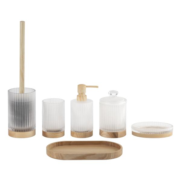 Frosted Glass Bathroom Shower Accessories Set Lotion Pump Containers Natural