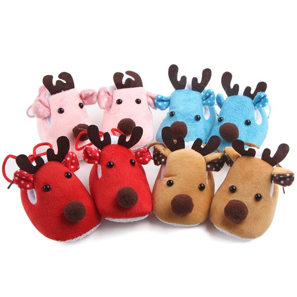 Lovely Christmas coral fleece Animal deer bear prewalker merry Christmas baby