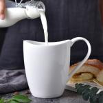 Irregular Plain Super White Porcelain Coffee Mugs 430ml Porcelain Espresso Cups