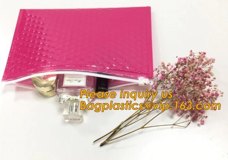 Cosmetic Pink Slider Padded Bag/Silver k Bag With Bubble,Padded Envelopes Cheap Aluminium Foil k Holographic