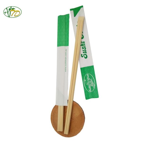 Personalized 21cm Chinese Food Chopsticks , Paper Sleeve Bamboo Chopsticks