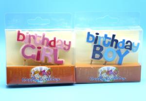 Quality Dripless Painted Shaped Birthday Candles , Birthday Gril / Boy Letter Candles wholesale
