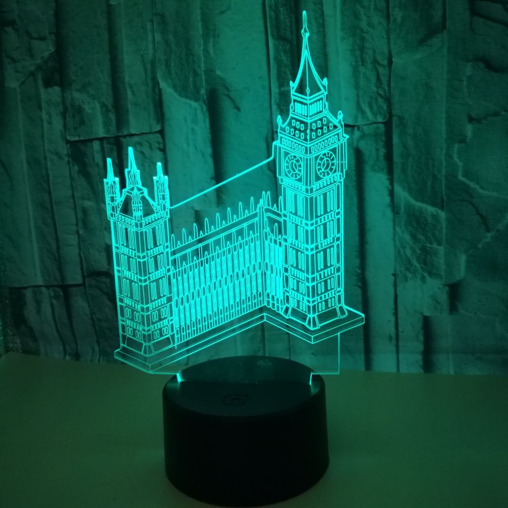 Building Big Ben 3D Night Lights Colorful custom picture Vision Gift Acrylic Table Lamps