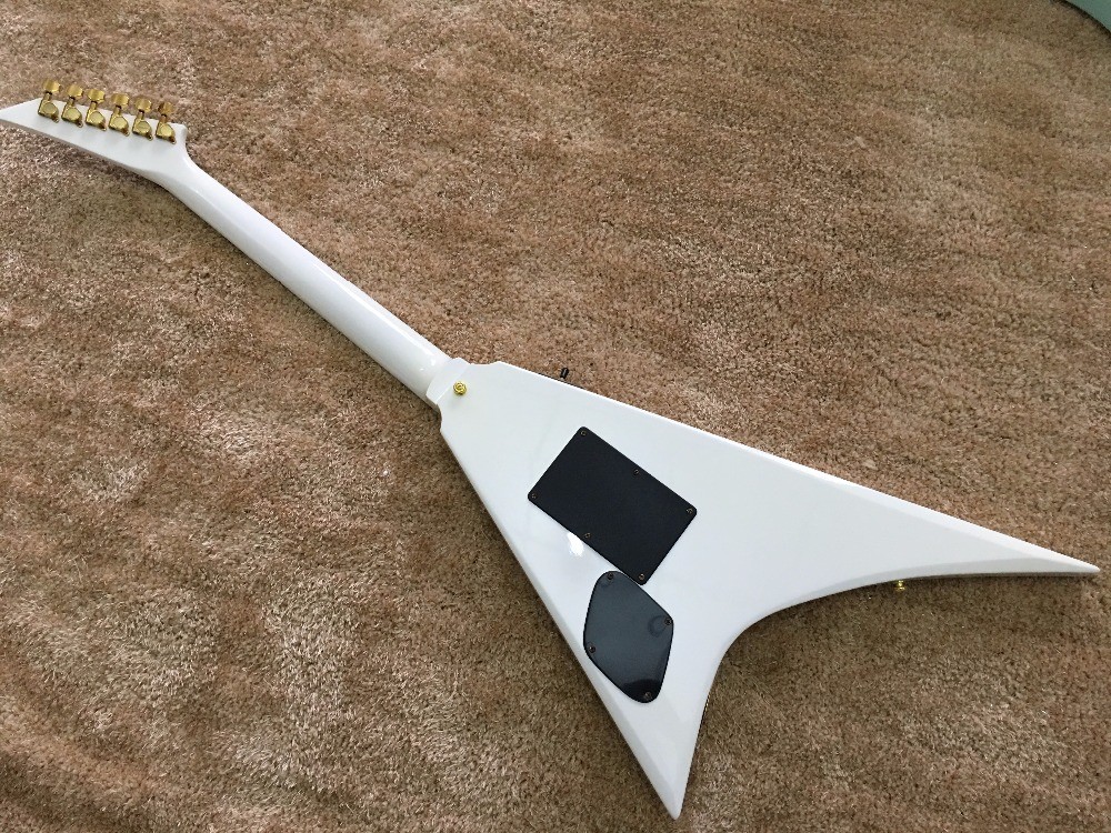jackson custom guitar White color Golden hardwares Blocks inlay on rosewood fingerboard flying v electric guitar 6 strin