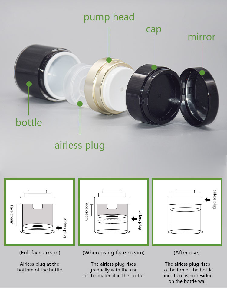 15g/30g Customized Color And Customized Logo BB CC Cream Jar Acrylic Airless Jar With Mirror uKC47