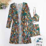 Ladies Three Piece Swimwear Bikini Solid Color 3 Piece Swimsuit Floral Special