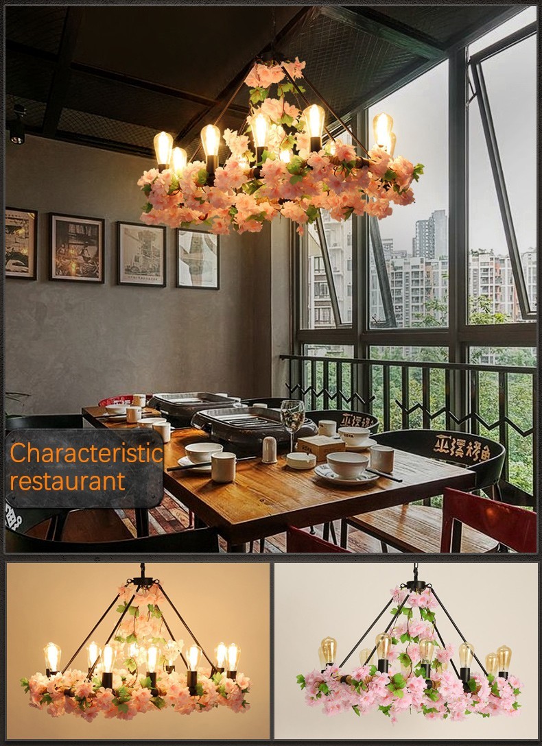 Large leaves chandelier green light fixture in foyer shopping mall bohemian modern loft chandelier(WH-VP-154)