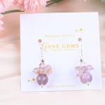Natural Stone Earring 8MM 10MM Healing Lavender Azeztulite Crystal Bead Dangle