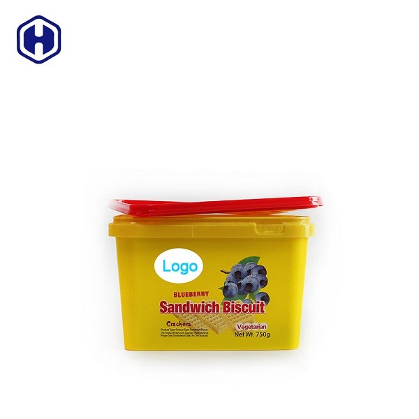 Square Lid IML Tubs Custom Empty Plastic Packaging Dry Fruit Container