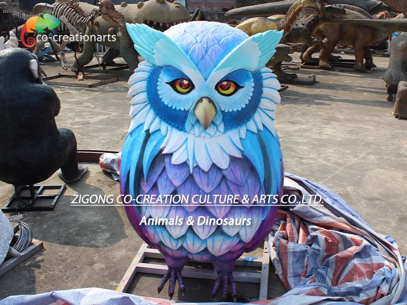 Programmable Fiberglass Animatronic Owl For Amusement Park