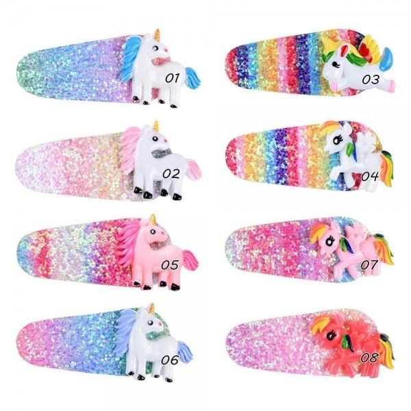 Glitter fantasy starry sky colorful gradient cute and party unicorn hairpin for
