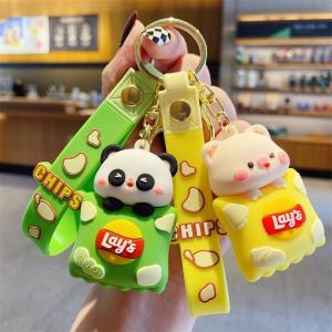 Quality Panda Custom Keychain Charms For Girls Kids , Rubber Animal Purse Backpack Charm Pendant wholesale