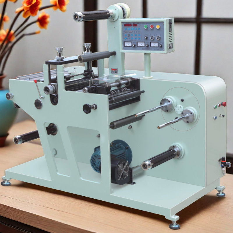 Economical Un-Printed Blank Labels Fully Rotary Die Cutting Machinery With Slitting Turret Rewinding air shaft 3 size