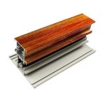 T Shape Wood Finish Aluminium Profiles Length Customized For Glass Doors