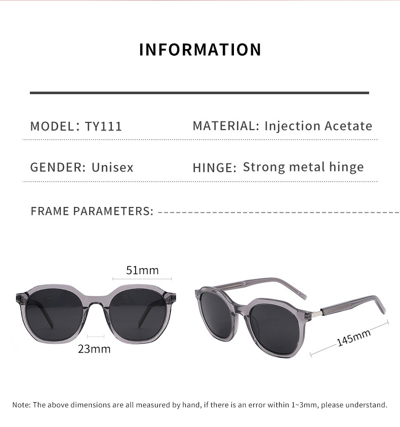 Round Acetate Material Sunglasses , Women UV400 Light Weight Sunglasses