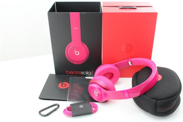 beats Solo 2 Stereo Wired On Ear Pink Headphones- Pre Owned- Excellent Condition