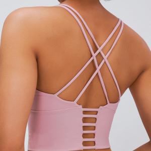Quality Solid Color Fine Shoulder Strap Sports Bra Cross Back Sports Underwear wholesale