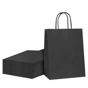 Quality Exhibition Custom Black Kraft Paper Bags With Your Own Logo at and Hand Length Handle wholesale