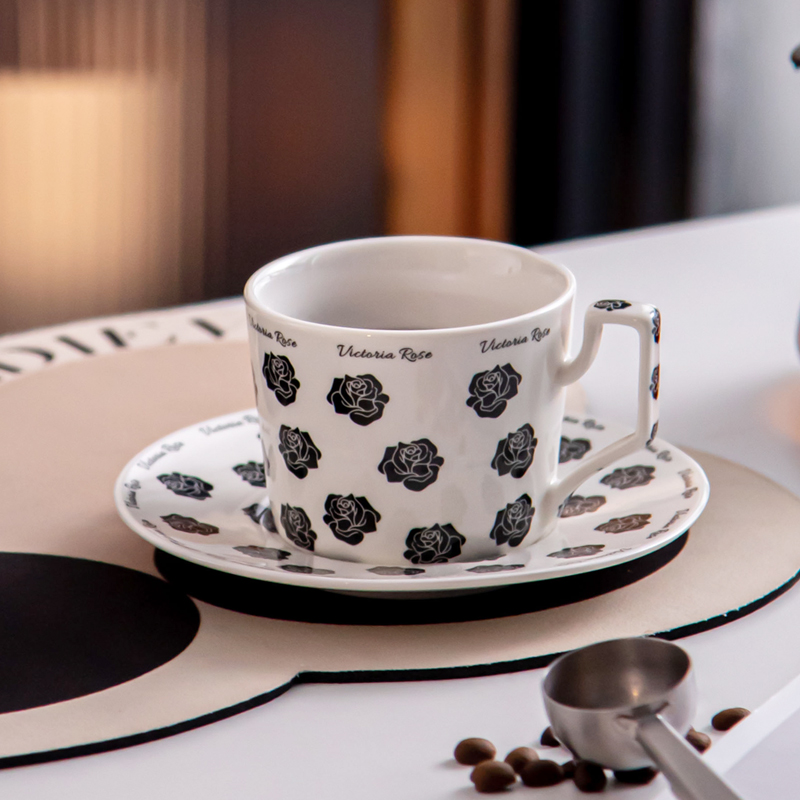 Porcelain Cup And Saucer Set Ceramic Tea Cup Set With Flower Design For Ramadan 2024