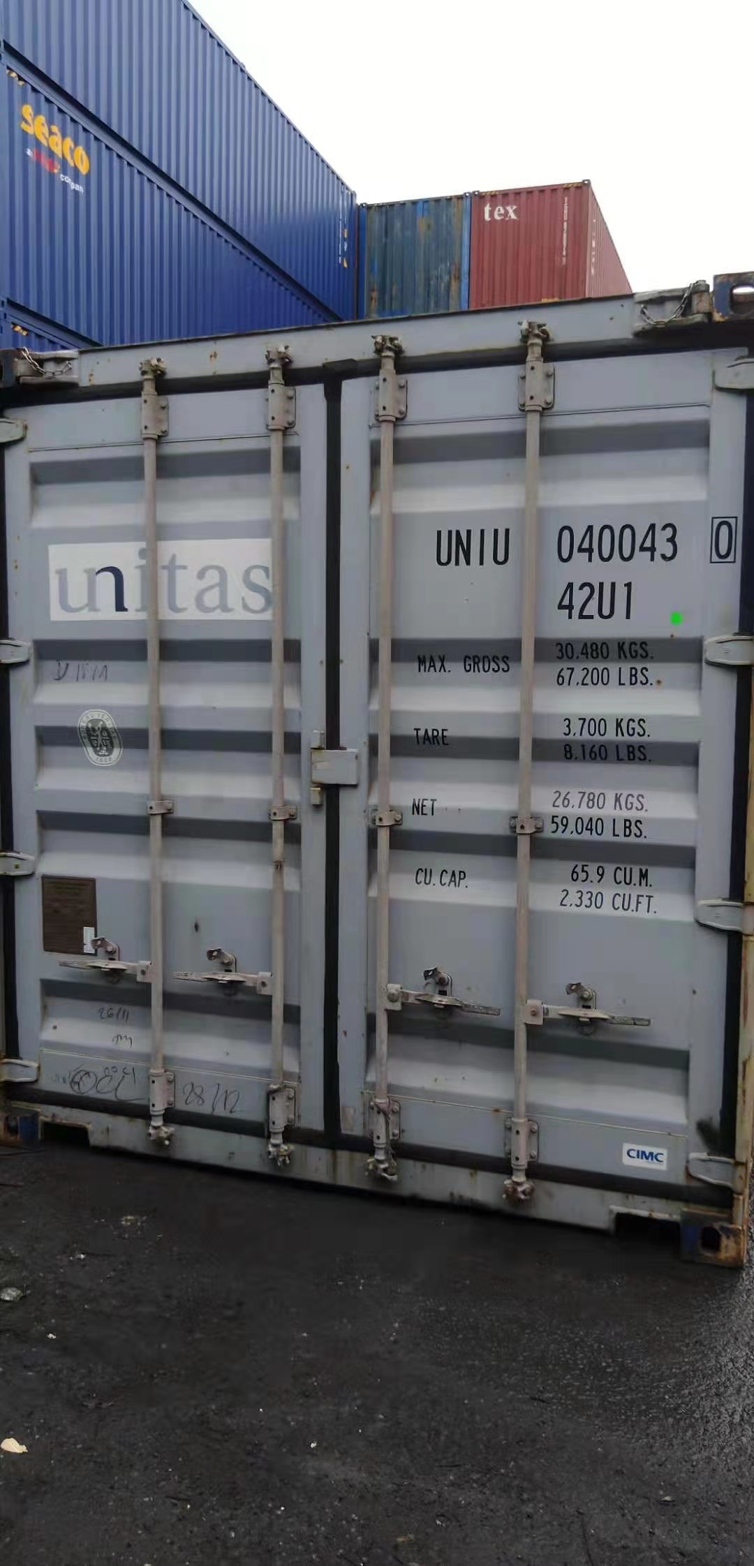 40GP Dry Transport Used Shipping Containers 28800kg Payload