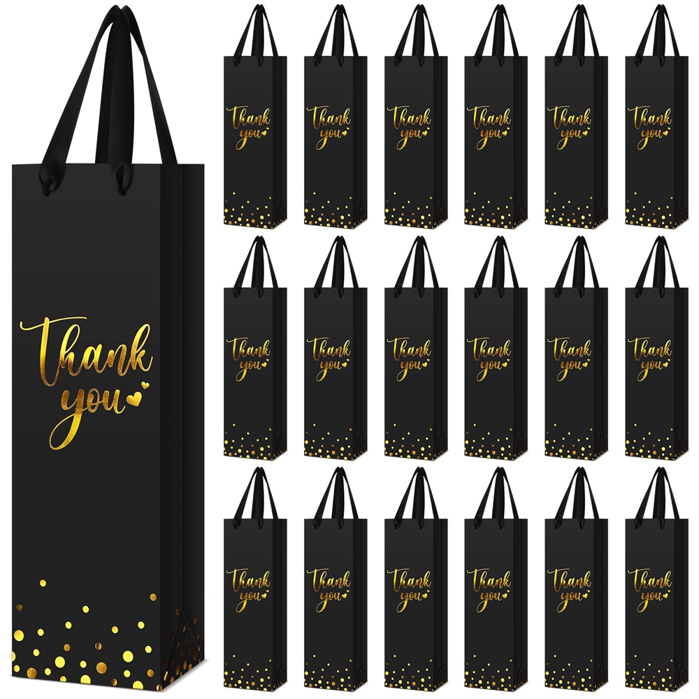 Custom Printed Kraft Paper Wine Bottle Gift Shopping Bag with Hand Length Handle