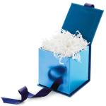Navy Glitter 4x4 Small Gift Box With Shredded Paper Filler